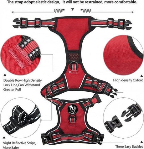 Frenkiez reflective Y tuig no pull dogharness Red hondentuig > honden harnas > Y tuigen X - Small