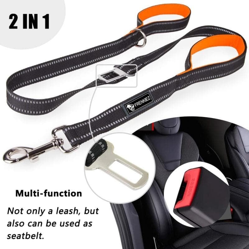 Frenkiez reflective dog leash carseatbelt orange - Premium hondenriem > hondenlijn from Frenkiez - Just €18.99! Shop now at Frenkiezdogshop