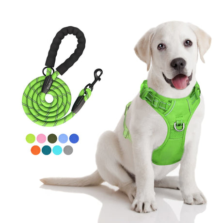 Frenkiez Y tuig dogharness reflective Neon Green ( matching straps ) - Premium hondentuig > honden harnas from Frenkiez - Just €34.99! Shop now at Frenkiezdogshop