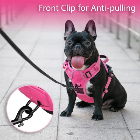 Frenkiez Y tuig dogharness reflective Pink ( matching straps ) hondentuig > honden harnas > Y tuigen Small