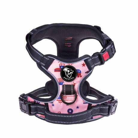 Frenkiez reflective no pull lockable dog harness printing pink ( L & XL ) - Premium hondentuig > honden harnas from Frenkiez - Just €19.99! Shop now at Frenkiezdogshop