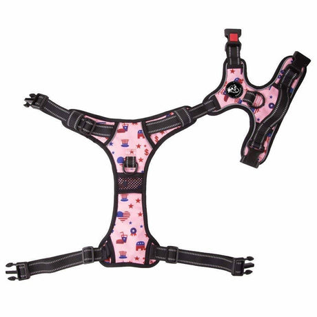 Frenkiez reflective no pull lockable dog harness printing pink XL hondentuig > honden harnas > Y tuigen X - Small