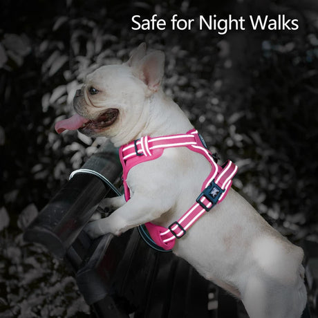 Frenkiez Y tuig dogharness reflective Pink ( matching straps ) hondentuig > honden harnas > Y tuigen Small