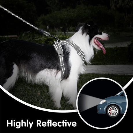 Frenkiez Y tuig dogharness reflective Grey ( matching straps ) hondentuig > honden harnas > Y tuigen Small