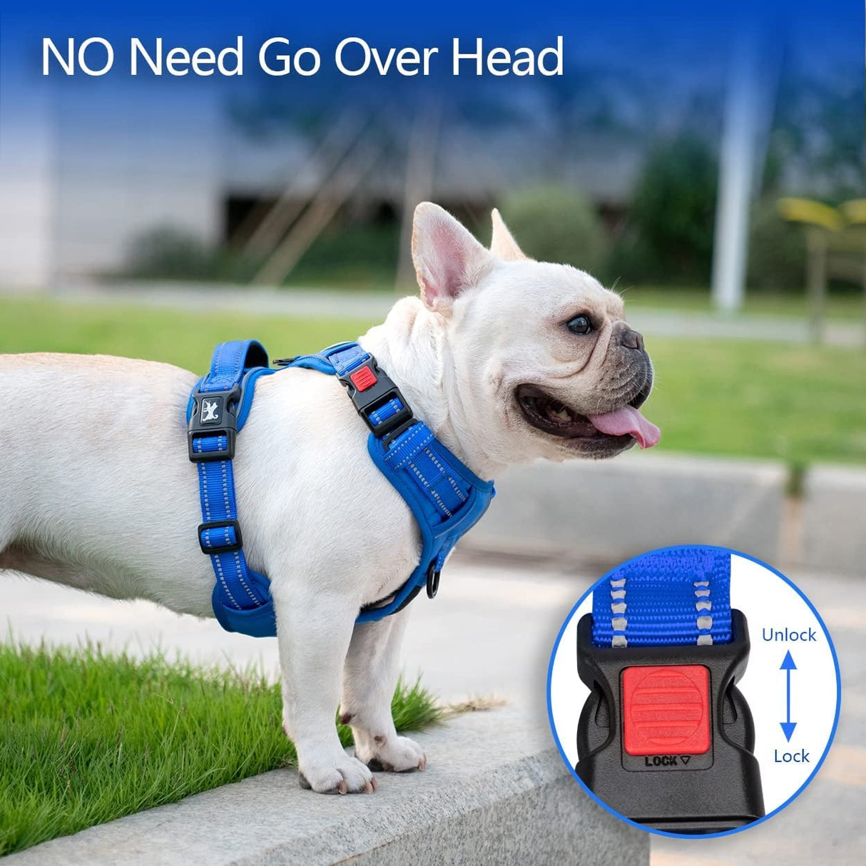 Frenkiez Y tuig dogharness reflective Royal Blue ( matching straps ) - Premium hondentuig > honden harnas from Frenkiez - Just €34.99! Shop now at Frenkiezdogshop