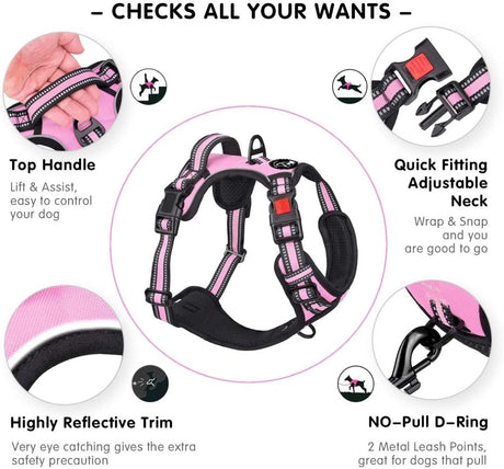 Frenkiez reflective Y tuig no pull dogharness light pink hondentuig > honden harnas > Y tuigen X - Small