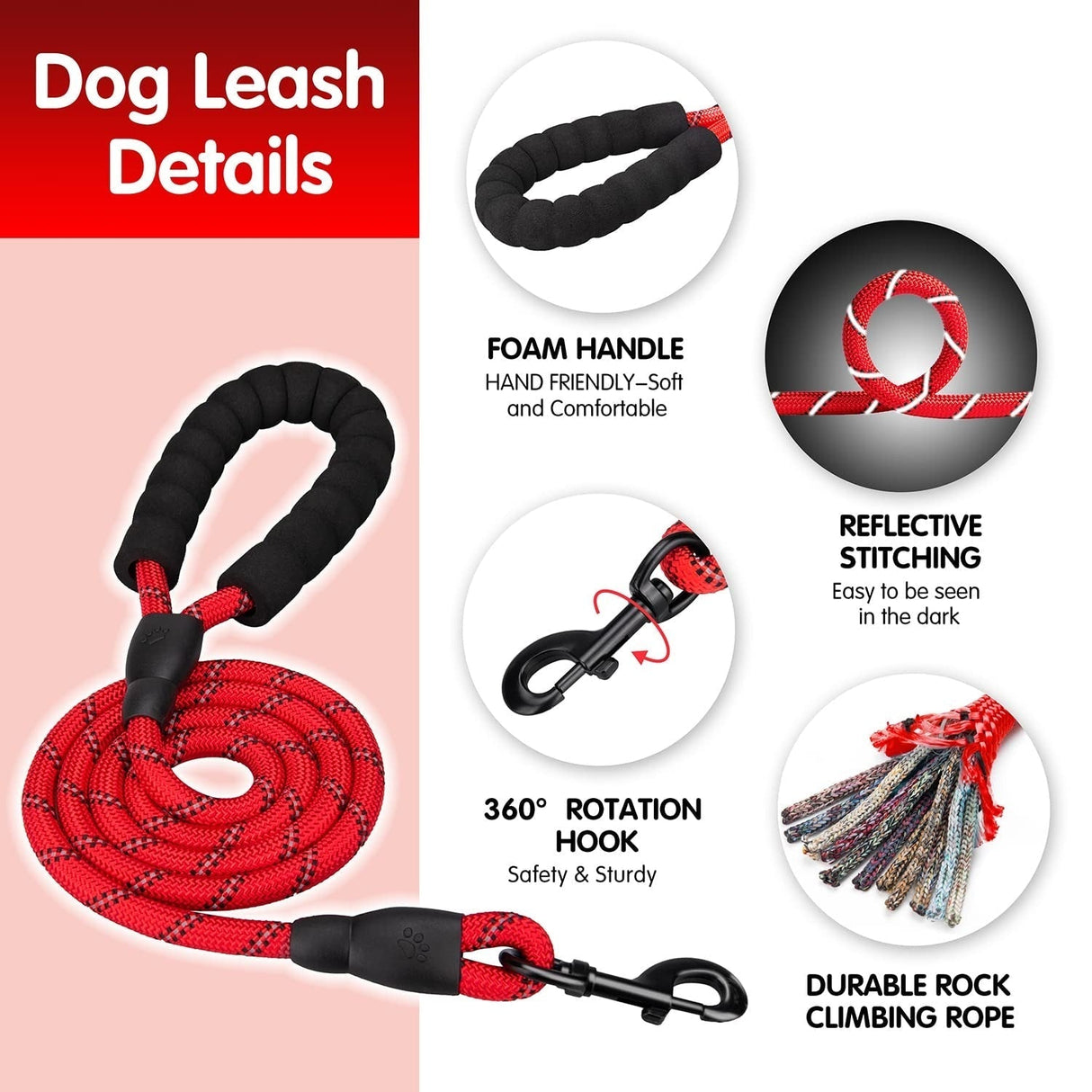 Frenkiez reflective dog leash red - Premium hondenriem > hondenlijn from Frenkiez - Just €18.99! Shop now at Frenkiezdogshop