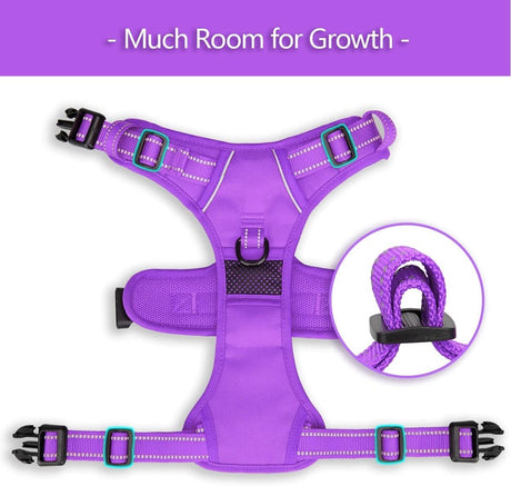 Frenkiez Y tuig dogharness reflective Purple ( matching straps ) hondentuig > honden harnas > Y tuigen Small