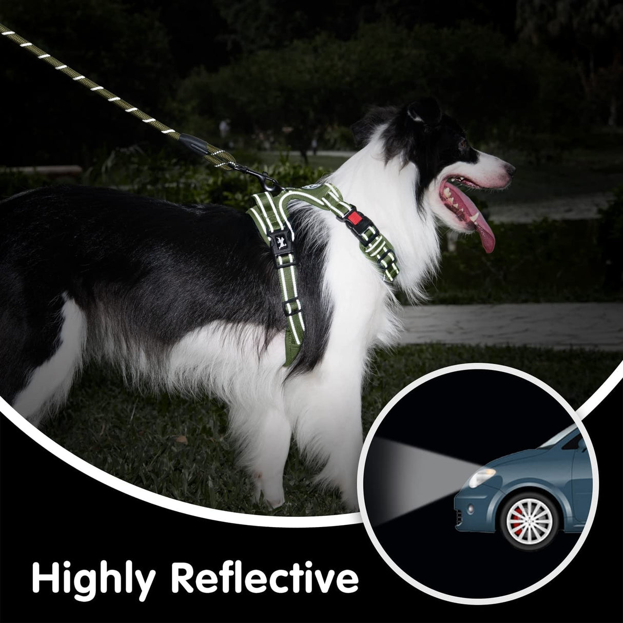 Frenkiez reflective dog leash Military Green - Premium hondenriem > hondenlijn from Frenkiez - Just €18.99! Shop now at Frenkiezdogshop