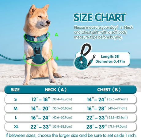 Frenkiez Y tuig dogharness reflective Petrol Blue ( matching straps ) hondentuig > honden harnas > Y tuigen Small