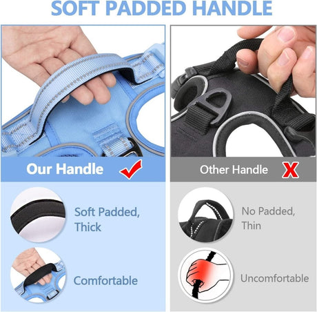 Frenkiez Y tuig dogharness reflective ( matching straps ) Light Blue hondentuig > honden harnas > Y tuigen Small