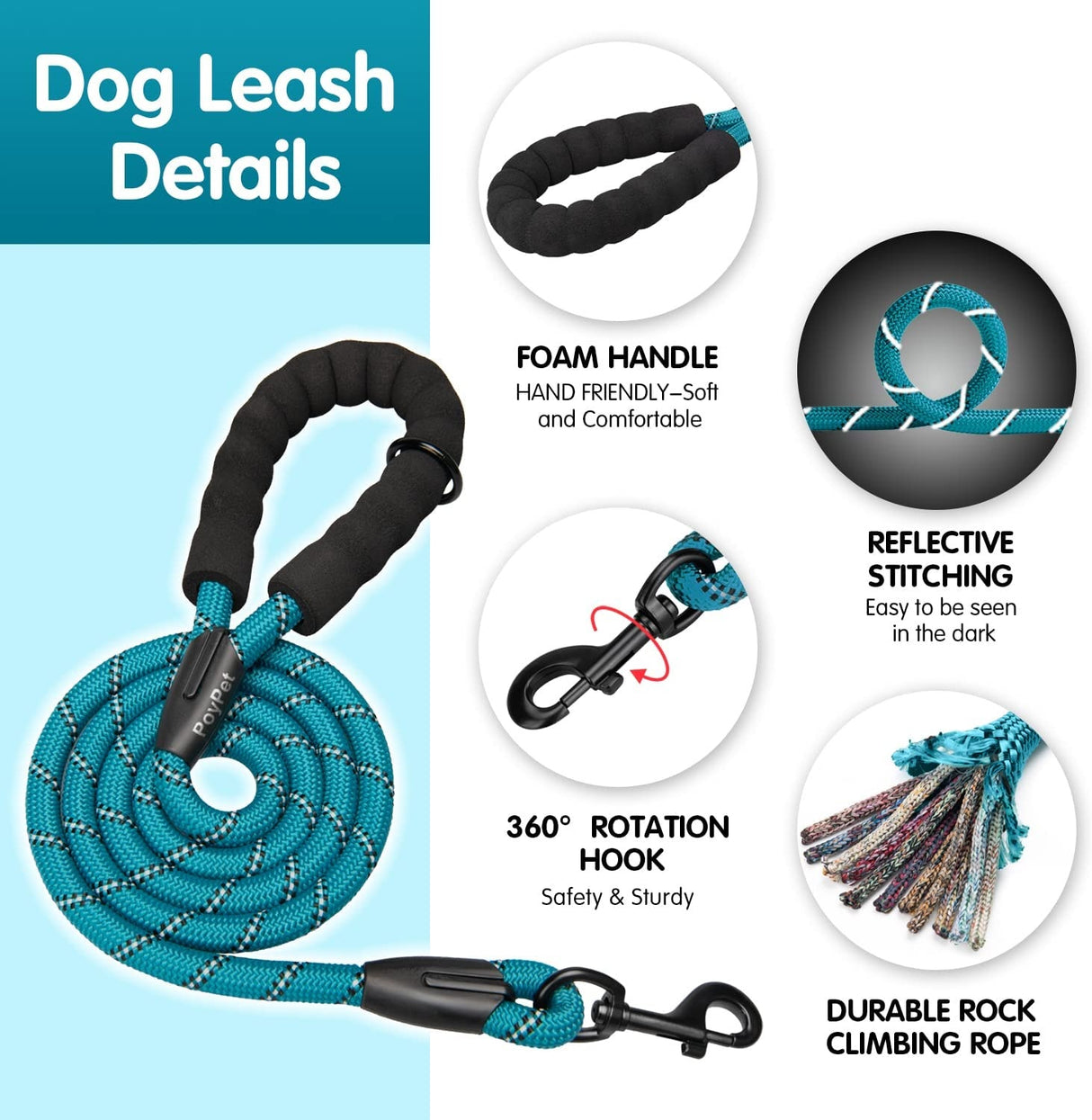 Frenkiez reflective dog leash Petrol Blue - Premium hondenriem > hondenlijn from Frenkiez - Just €18.99! Shop now at Frenkiezdogshop