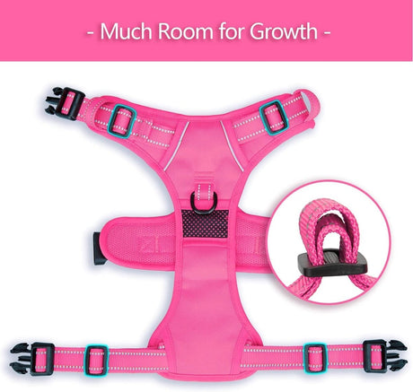 Frenkiez Y tuig dogharness reflective Pink ( matching straps ) hondentuig > honden harnas > Y tuigen Small