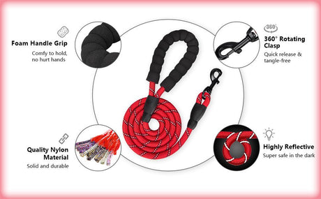 Frenkiez reflective dog leash red hondenriem > hondenlijn Standaard/One Size