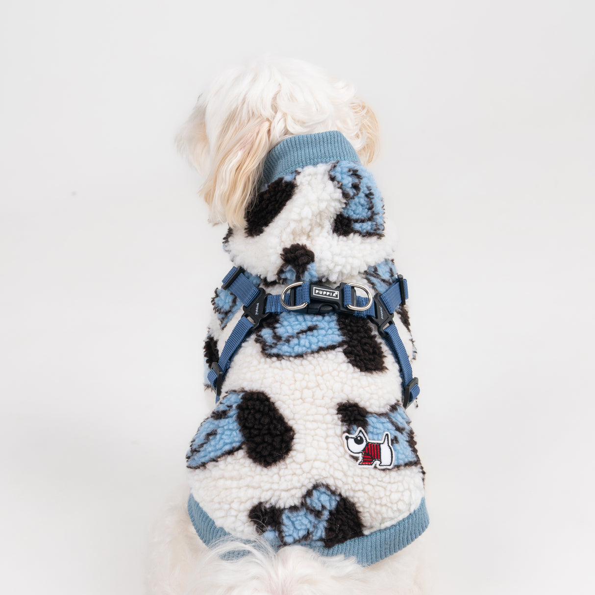 Puppia Max Hoody Jacket Harness Blue- Warm Hondenjasje met Geïntegreerd Tuig