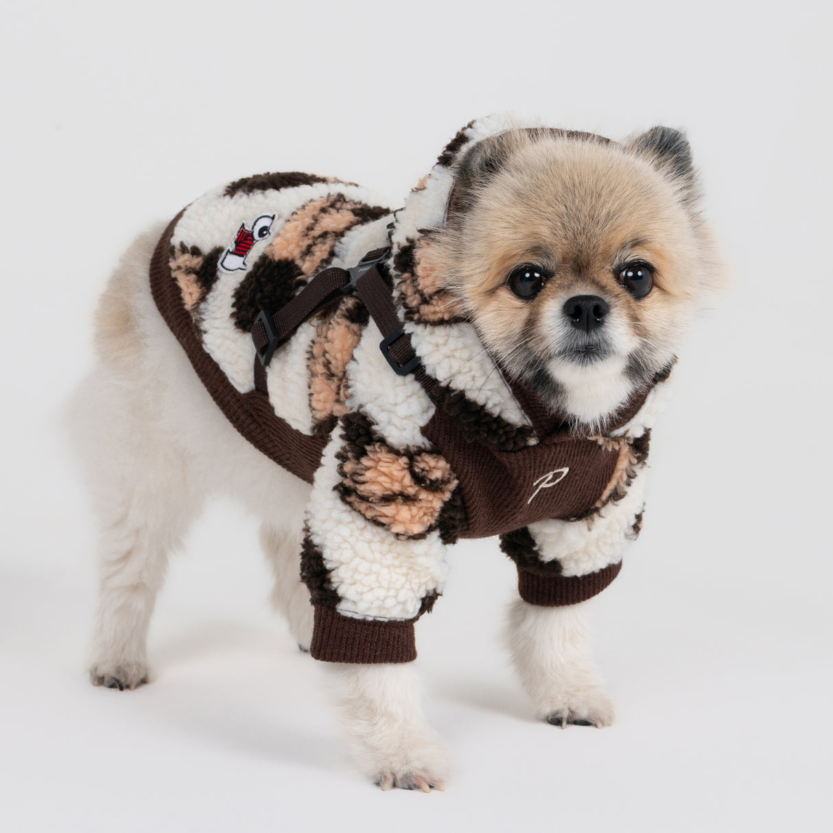 Puppia Max Hoody Jacket Harness Brown - Warm Hondenjasje met Geïntegreerd Tuig