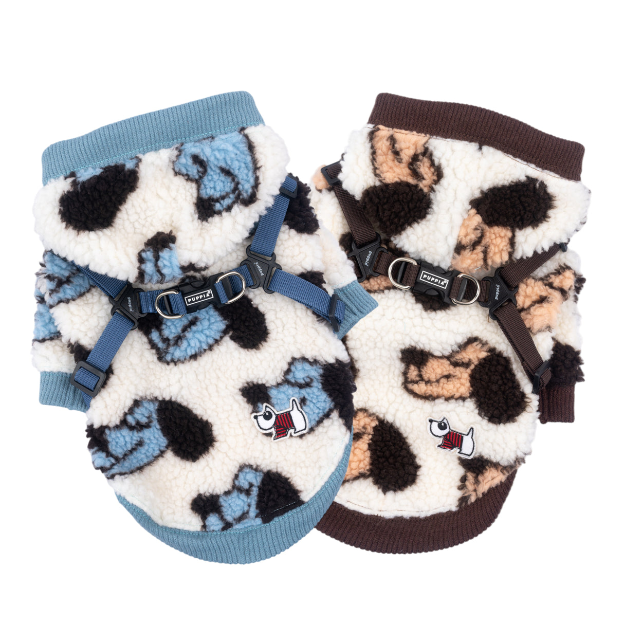 Puppia Max Hoody Jacket Harness Blue- Warm Hondenjasje met Geïntegreerd Tuig