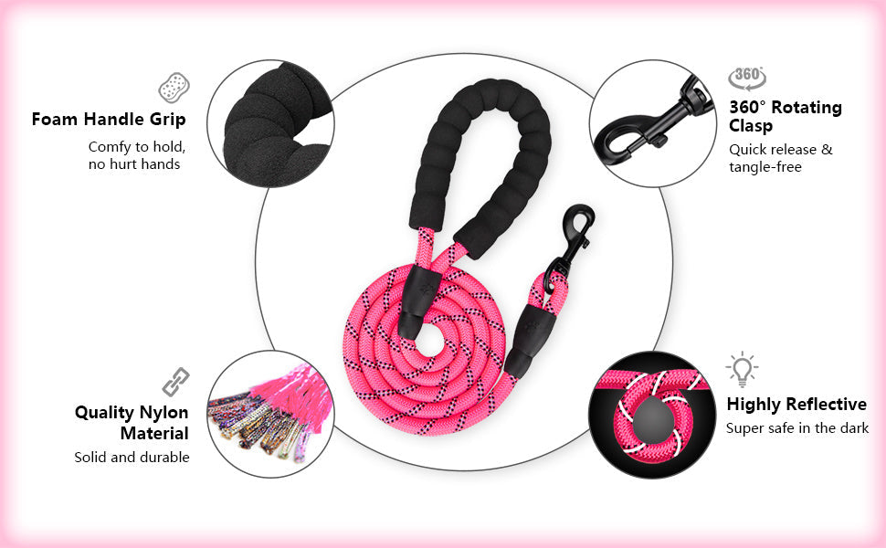 Frenkiez reflective dog leash pink - Premium hondenriem > hondenlijn from Frenkiez - Just €18.99! Shop now at Frenkiezdogshop