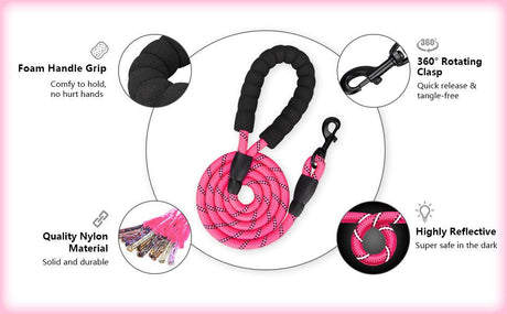 Frenkiez reflective dog leash pink hondenriem > hondenlijn Standaard/One Size