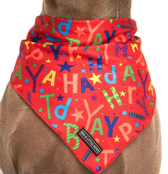 Big  and Little dogs Bandana Red Birthday ( S/M) - Premium Bandana > Hondenbandana from Big and Little Dogs - Just €9.99! Shop now at Frenkiezdogshop