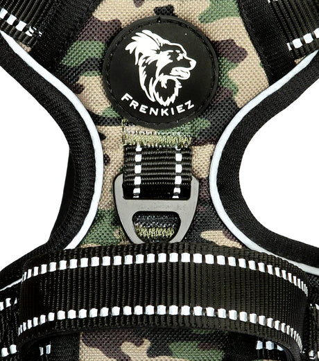 Frenkiez reflective no pull lockable dog harness Camouflage Tweedekans hondentuig > honden harnas > Y tuigen X - Small