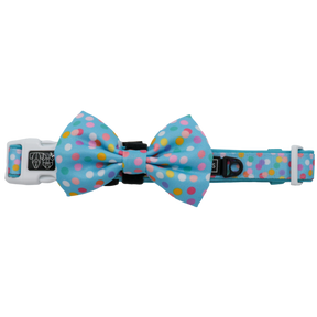 Big and Little Dogs Collar & Bow - tie Blue Confetti halsband > hondenhalsband X - Small
