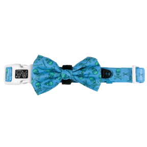 Big and Little Dogs Collar & Bow - tie Skulls & Bones (Blue Version) halsband > hondenhalsband X - Small