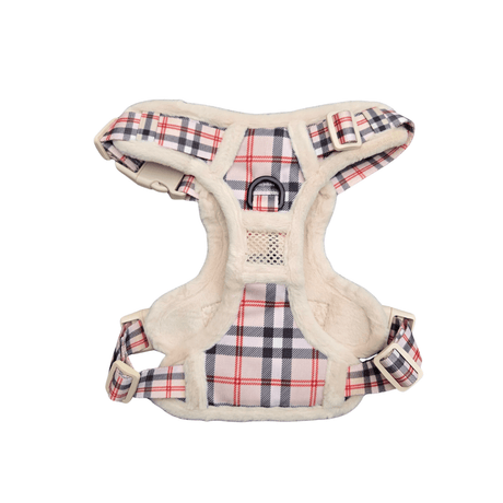 Frenkiez Teddy reflective Y tuig no pull dogharness Beige Plaid hondentuig > honden harnas > Y tuigen Small