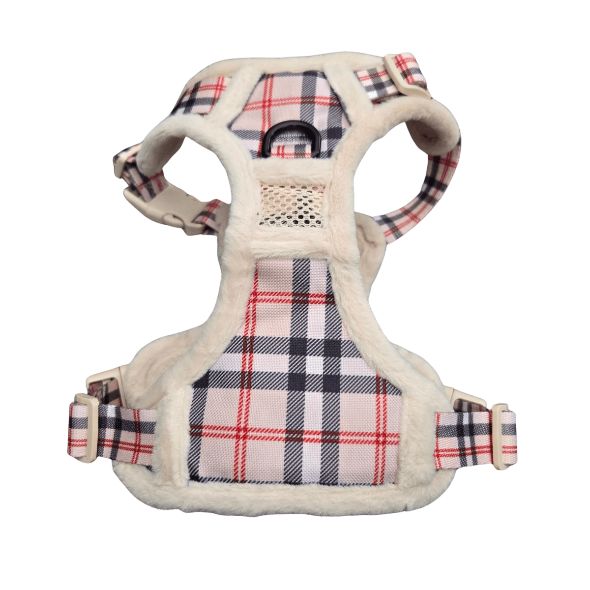 Frenkiez Teddy reflective Y tuig no pull dogharness Beige Plaid hondentuig > honden harnas > Y tuigen Small