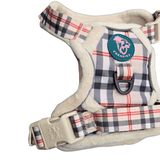 Frenkiez Teddy reflective Y tuig no pull dogharness Beige Plaid hondentuig > honden harnas > Y tuigen Small