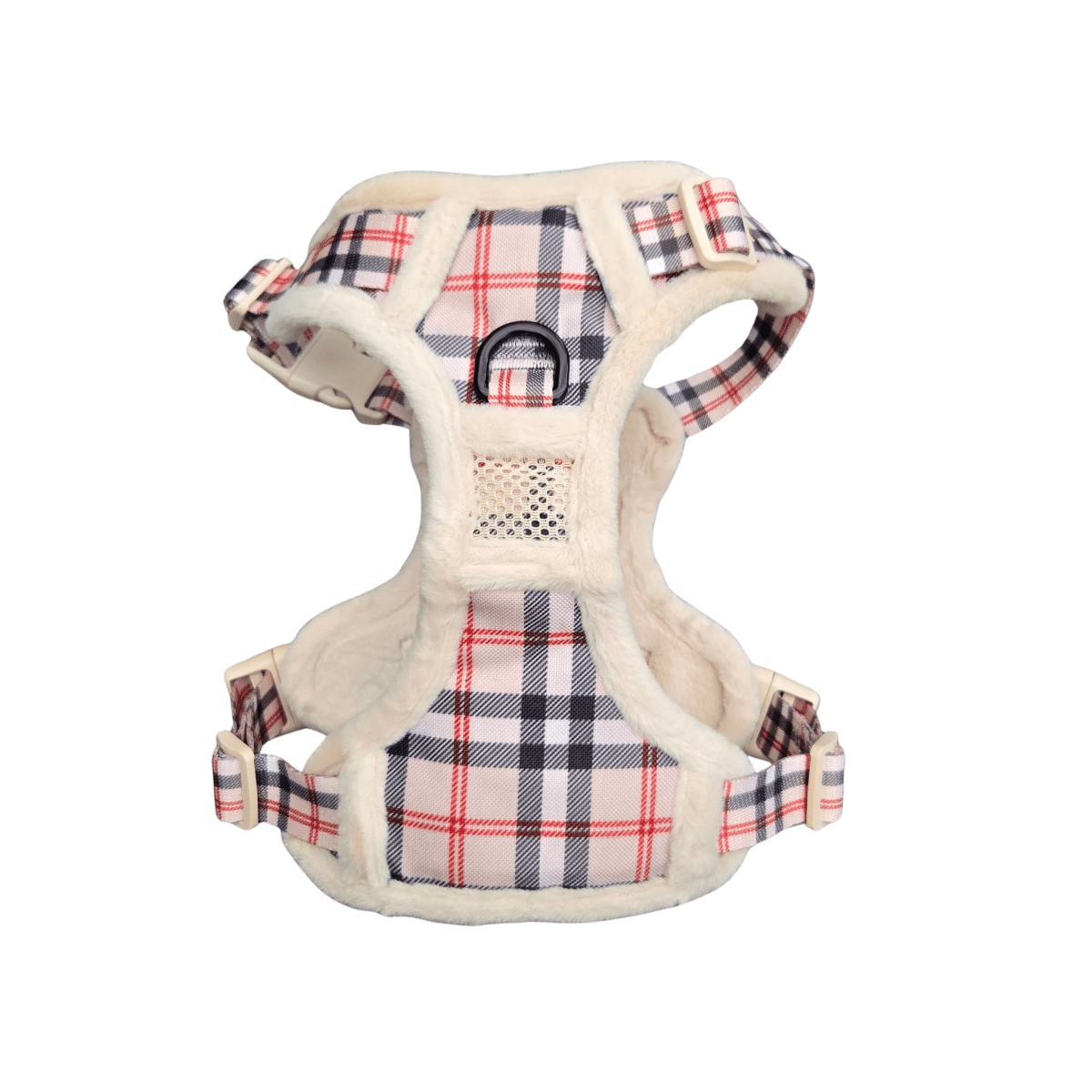 Frenkiez Teddy reflective Y tuig no pull dogharness Beige Plaid hondentuig > honden harnas > Y tuigen Small