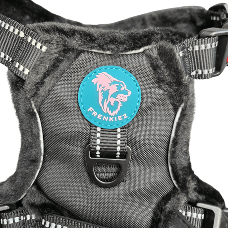 Frenkiez Teddy reflective Y tuig no pull dogharness Black hondentuig > honden harnas > Y tuigen Small