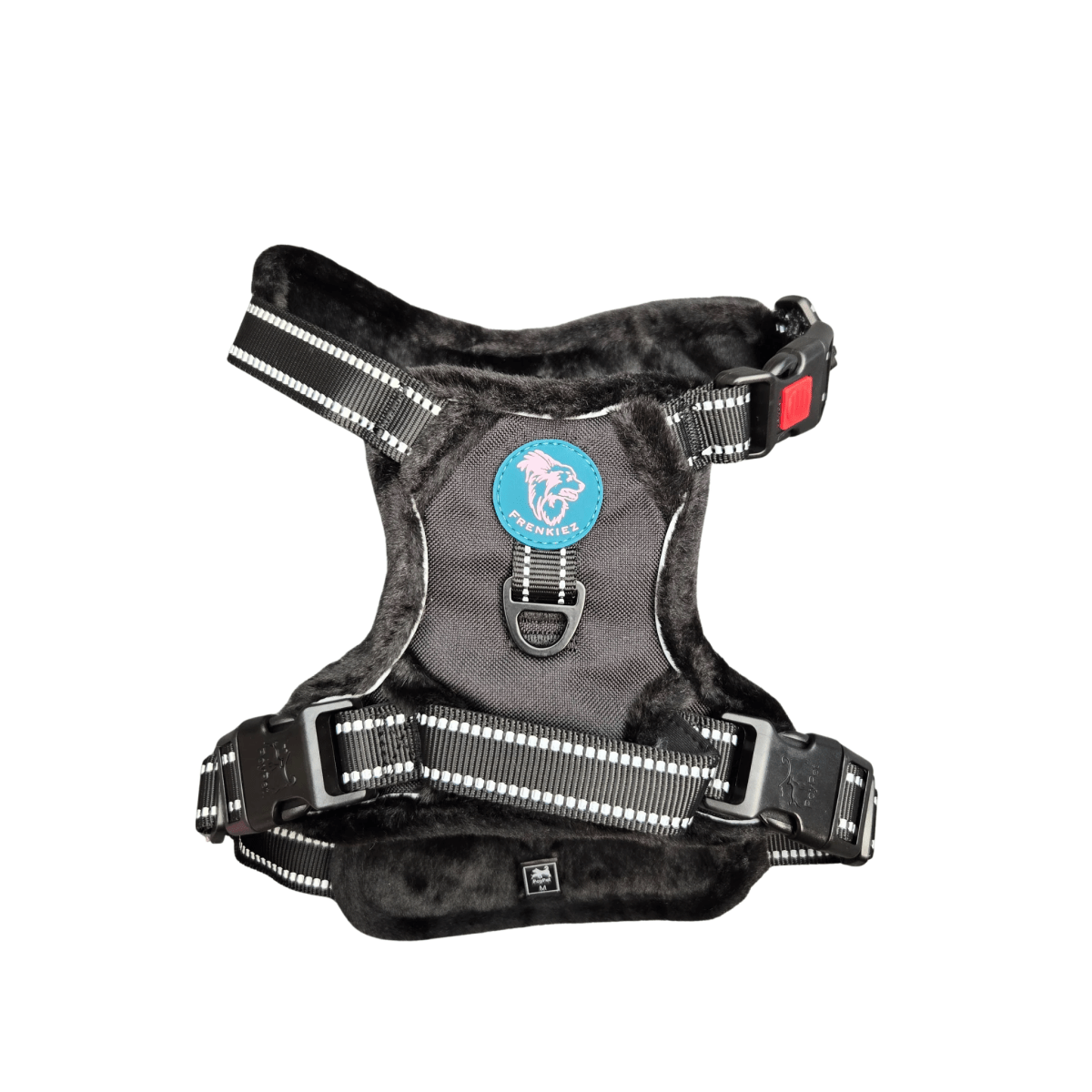 Frenkiez Teddy reflective Y tuig no pull dogharness Black hondentuig > honden harnas > Y tuigen Small