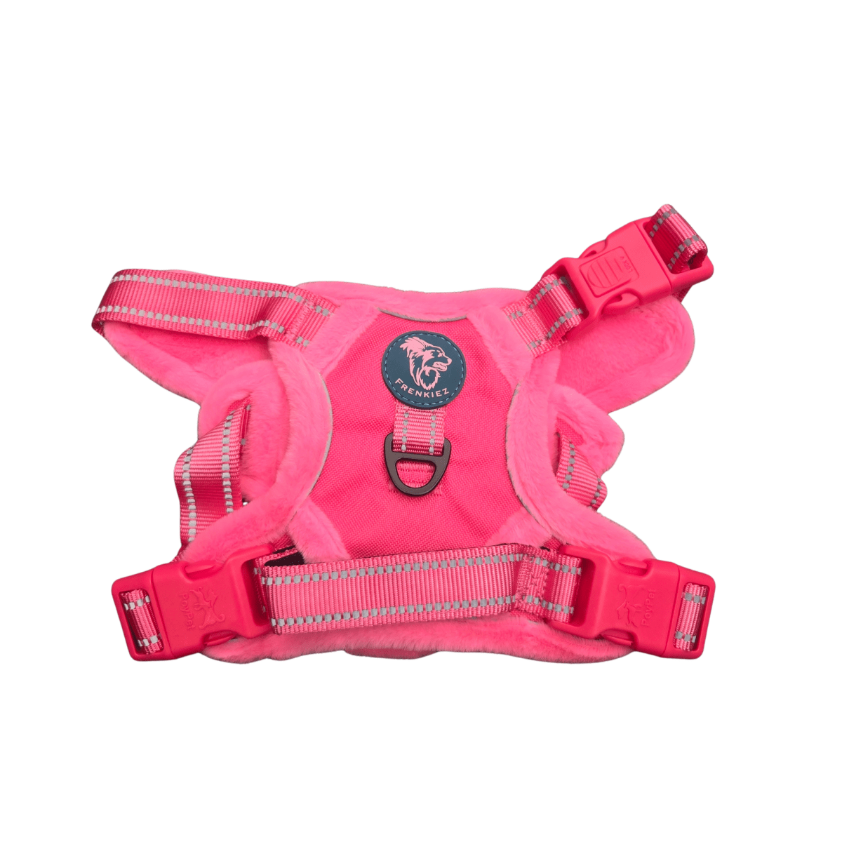 Frenkiez Teddy reflective Y tuig no pull dogharness Hot Pink hondentuig > honden harnas > Y tuigen Small