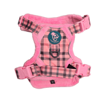 Frenkiez Teddy reflective Y tuig no pull dogharness Pink Plaid hondentuig > honden harnas > Y tuigen Small