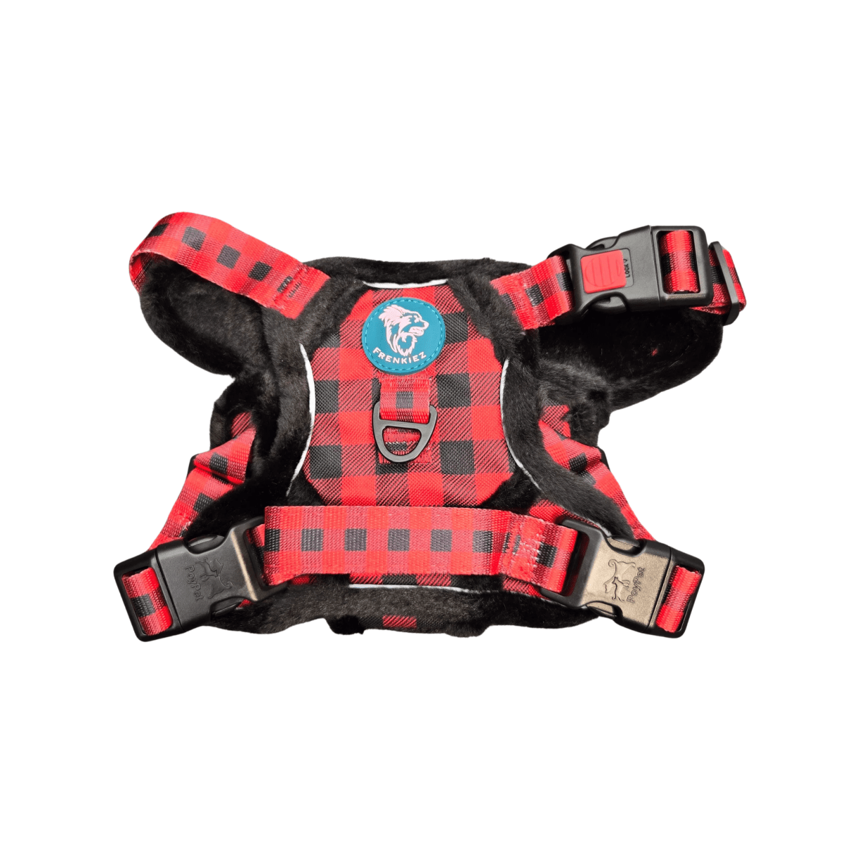 Frenkiez Teddy reflective Y tuig no pull dogharness Red Plaid hondentuig > honden harnas > Y tuigen Small