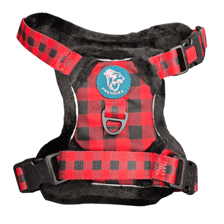 Frenkiez Teddy reflective Y tuig no pull dogharness Red Plaid hondentuig > honden harnas > Y tuigen Small