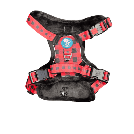 Frenkiez Teddy reflective Y tuig no pull dogharness Red Plaid hondentuig > honden harnas > Y tuigen Small