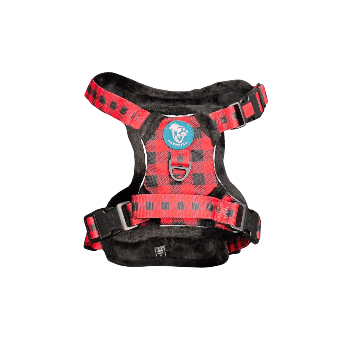 Frenkiez Teddy reflective Y tuig no pull dogharness Red Plaid hondentuig > honden harnas > Y tuigen Small