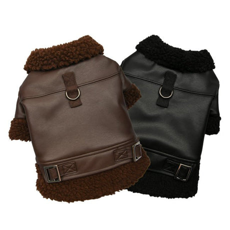 Puppia Soft Leather Shearling Coat Brown Hondenkleding > hondenjas Small