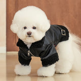 Puppia Soft Leather Shearling Coat Black - Premium Hondenkleding > hondenjas from Puppia - Just €50! Shop now at Frenkiezdogshop