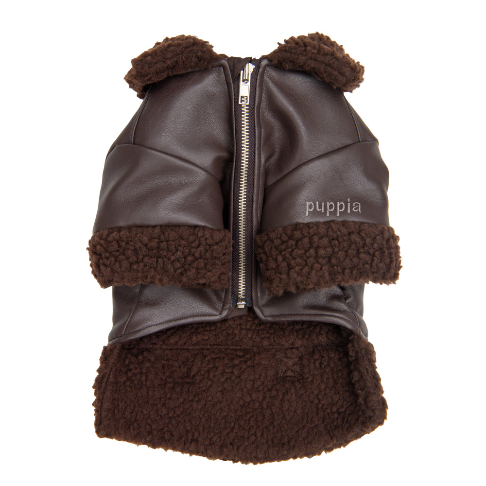 Puppia Soft Leather Shearling Coat Brown - Premium Hondenkleding > hondenjas from Puppia - Just €50! Shop now at Frenkiezdogshop