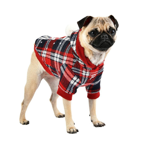 Puppia Blitzen Kerst Hoodie Checkered Red Hondenkleding > Hondentrui Small