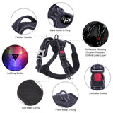 Frenkiez reflective no pull lockable dog harness LED black ( TWEEDEKANS ) - Premium hondentuig > honden harnas from Frenkiez - Just €19.99! Shop now at Frenkiezdogshop