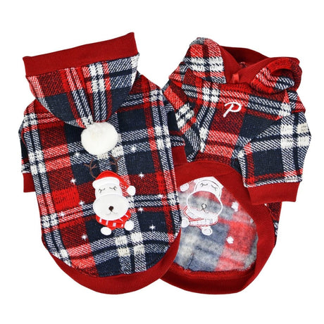 Puppia Blitzen Kerst Hoodie Checkered Red Hondenkleding > Hondentrui Small