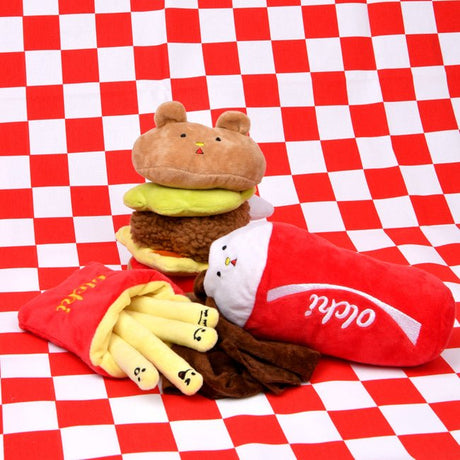 Olchi Fivedogs Hamburger Plush & Squeaky Dog Toy Hondenspeeltje > Hondenspeelgoed one - size