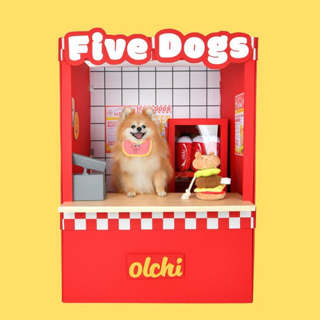 Olchi Fivedogs Hamburger Plush & Squeaky Dog Toy Hondenspeeltje > Hondenspeelgoed one - size