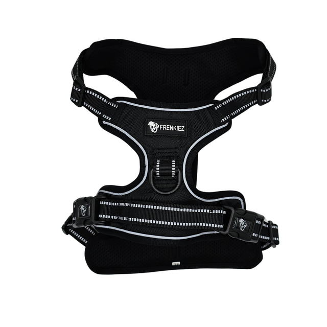 Frenkiez reflective basic dog harness Black - Premium hondentuig > honden harnas from Frenkiez - Just €14.99! Shop now at Frenkiezdogshop