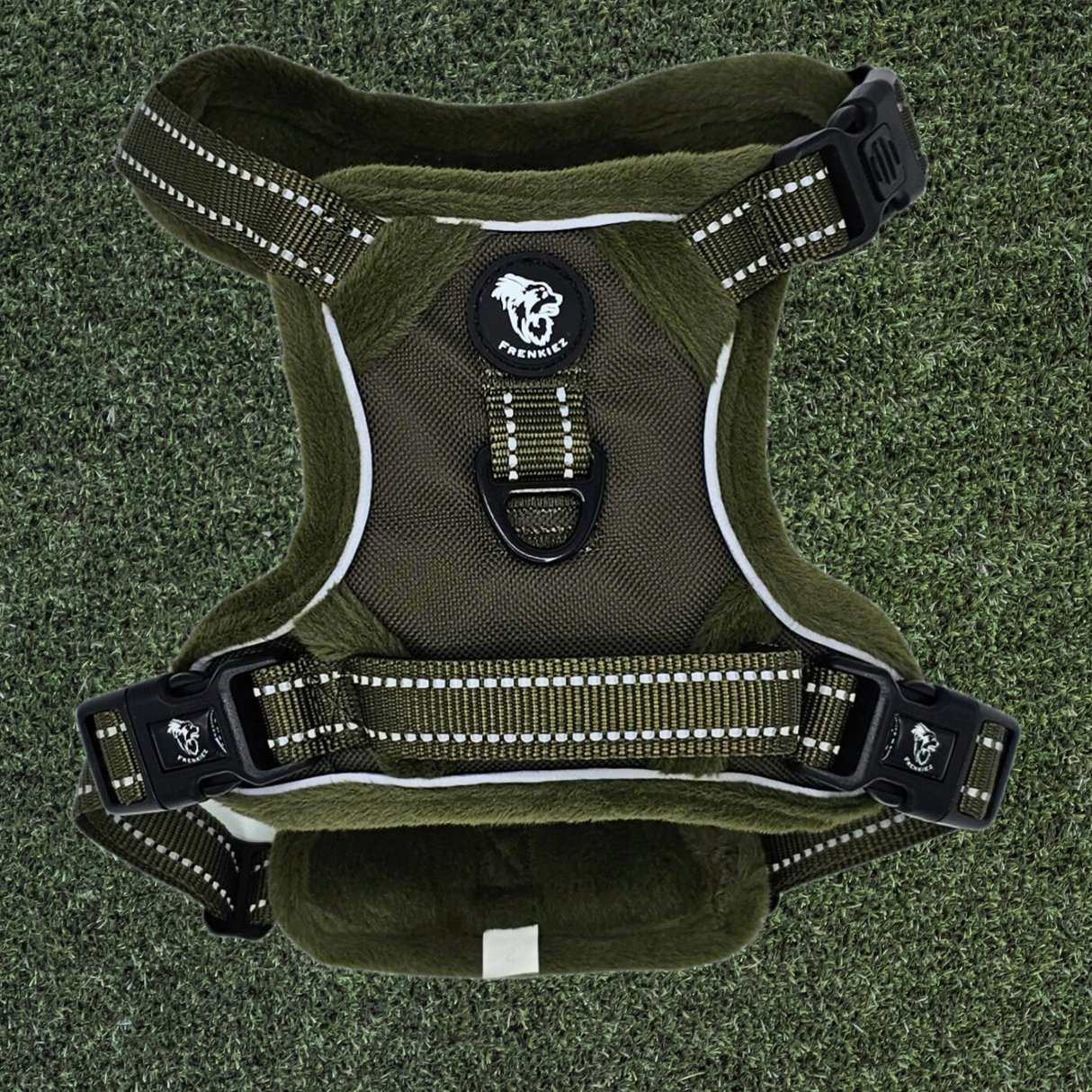 Frenkiez Teddy reflective Y tuig no pull dogharness Army Green - Premium hondentuig > honden harnas from Frenkiez - Just €44.99! Shop now at Frenkiezdogshop