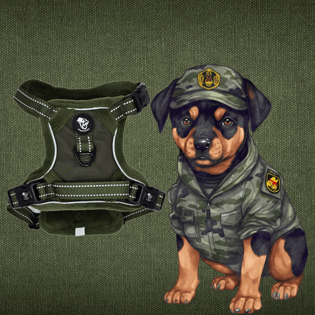 Frenkiez Teddy Reflective Y Tuig No Pull - Army Green Hondenharnas hondentuig > honden harnas > Y tuigen X - Small